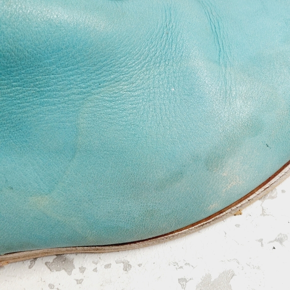 Gee' WaWa Handmade Blue Leather Slip On Ankle Boots X354 - Picture 13 of 14